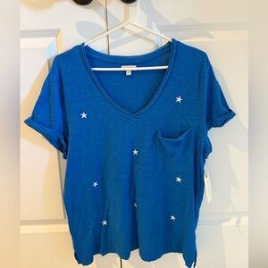 Anthropologie Pilcro Blue Starry V-Neck Tee